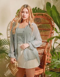 Swiss Dot Gauzy Blouse & Cami Top Set