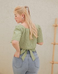 Gingham Tie-Back Crop Top