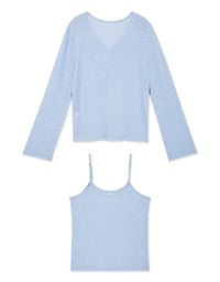 Sheer Fine Knitted Cami Top & Cardigan Set Wear
