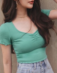 Scrunch Lettuce-Edge Hem Crop Top
