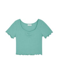 Scrunch Lettuce-Edge Hem Crop Top