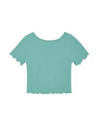 Scrunch Lettuce-Edge Hem Crop Top