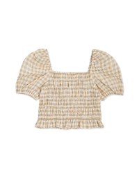 Plaid Shirred Frill Fluttery Top