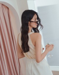 Elevated Detailing Buckle Halter Neck Cami Top