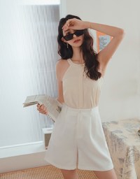 Elevated Detailing Buckle Halter Neck Cami Top