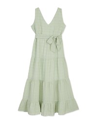 Subtle Plaid Tiered Maxi Dress (With Sash)