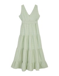 Subtle Plaid Tiered Maxi Dress (With Sash)