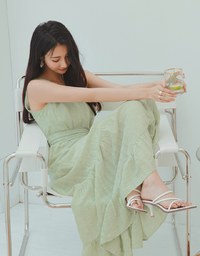 Subtle Plaid Tiered Maxi Dress (With Sash)