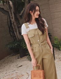 Button-Front Suspender Pants (With Belt)