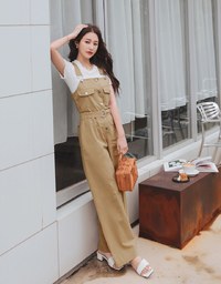 Button-Front Suspender Pants (With Belt)