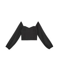 Sweetheart Neckline Transparent Peasant Sleeves Crop Top