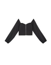 Sweetheart Neckline Transparent Peasant Sleeves Crop Top