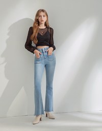 Fake Two-Piece Sheer Crop Top