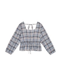 Plaid Chinched-West Top