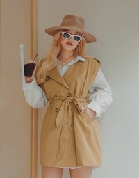 Modern Twist Sleeveless Trench Coat (With belt)