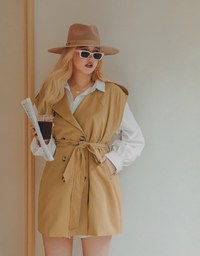 Modern Twist Sleeveless Trench Coat (With belt)