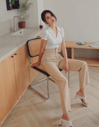 360° High-West Pleated Suit Straight-Leg Pants