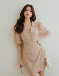 Modern Chic Hollow Puffy Suit Dress