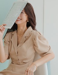 Modern Chic Hollow Puffy Suit Dress