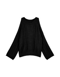 Refined 3D Textured Cutout-Shoulder Sweater