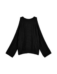 Refined 3D Textured Cutout-Shoulder Sweater