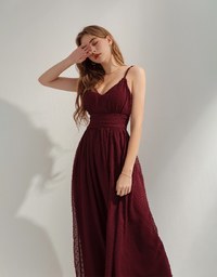 Swiss Dot Chiffon Cami Maxi Dress (With Padding)