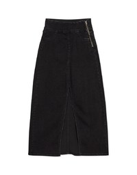 No Filter High-Wested Snatched West Shape-Up Slimming Slit Denim Midi Skirt