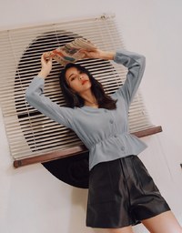 Modern Chic Buttoned Peplum Top