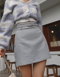High-West Suede A-Line Mini Skirt (With Belt)