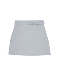 High-West Suede A-Line Mini Skirt (With Belt)