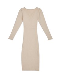Elevated Detailing Buttoned Slit Knit Midi Dress
