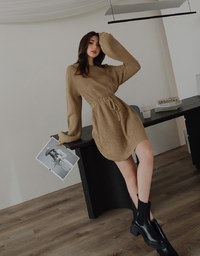 Soft Grunge Puffy West-Drawstring Mini Dress