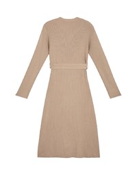 Minimalist Staple Wrap Slit Ribbed Midi Dress (With Belt)