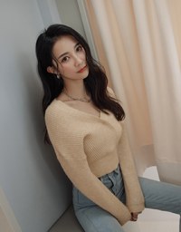Understated Staple Crossover V-Neck Crop Sweater