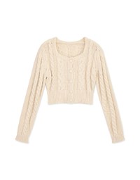 Dainty Square-Neck Buttoned Twist Sweater