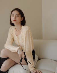 Dainty Square-Neck Buttoned Twist Sweater