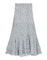 Ditsy Floral Layered Ruffled Slit Maxi Skirt
