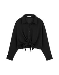 Transparent Sheer Tie-West Crop Blouse