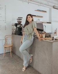 Sophisticated Side-Tie Crop Top (With Shoulder Pads)