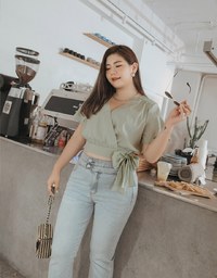 Sophisticated Side-Tie Crop Top (With Shoulder Pads)