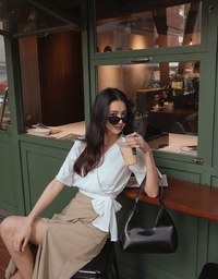 Sophisticated Side-Tie Crop Top (With Shoulder Pads)