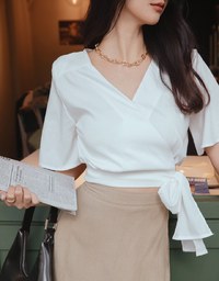 Sophisticated Side-Tie Crop Top (With Shoulder Pads)