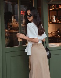 Sophisticated Side-Tie Crop Top (With Shoulder Pads)