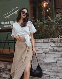 Sophisticated Side-Tie Crop Top (With Shoulder Pads)