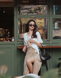 Sophisticated Side-Tie Crop Top (With Shoulder Pads)