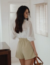 360° High-West Side-Button Pleated Suit Shorts