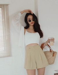 360° High-West Side-Button Pleated Suit Shorts