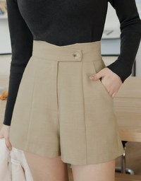 Crossover High Waist Cotton Linen Shorts