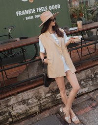 Edgy Smart Sleeveless Suit Vest (With Belt)