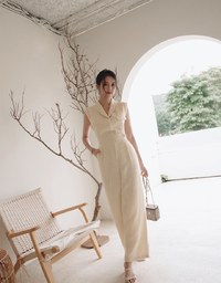 Edgy Smart Textured Lapel Jumpsuit With Shoulder Pads